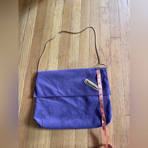 70s Vintage Purple Ultra Suede Purse w Chain Strap - Picture 12 of 13
